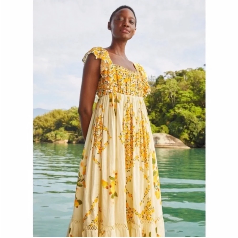 Farm Rio Cashew Floral Print Ruffled Maxi Dress - Picture 3 of 5